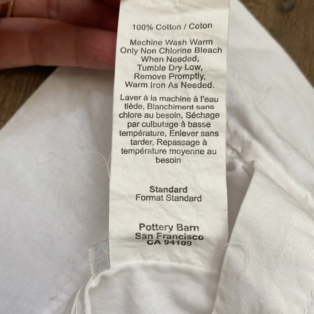 Pottery barn white standard pillow sham with quilted detailing